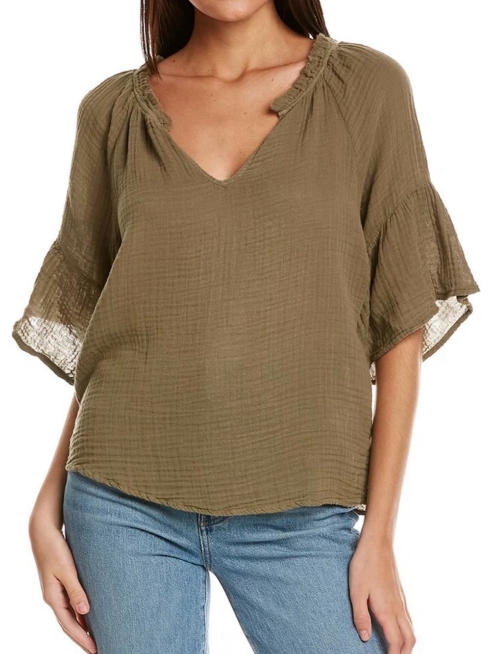 Michael Stars Savannah Gauze Olive Top - NWOT